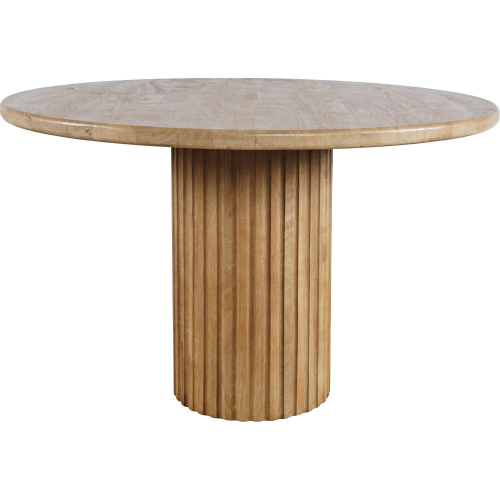 Breck 48" Round Fluted Pedestal Dining Table in Brown Mango Wood